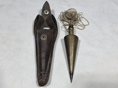 Tools - Plumb Bob - Brass Plumbob w/ Leather pouch
