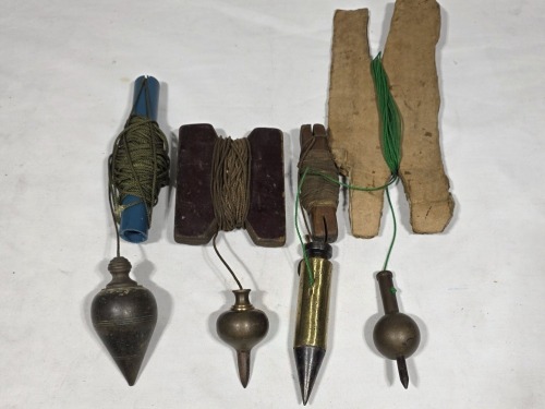 Group lot - Plumb Bob - w/ string and Handles x 4