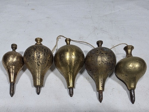 Group Lot - Plumb Bob - Brass Turnip Style plumbobs x 5