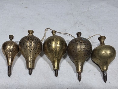 Group Lot - Plumb Bob - Brass Turnip Style plumbobs x 5