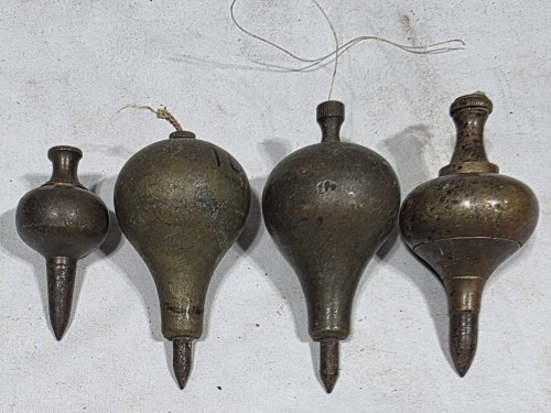 Tools - Plumb Bob - Brass Turnip style plumbobs x 4