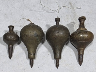 Tools - Plumb Bob - Brass Turnip style plumbobs x 4