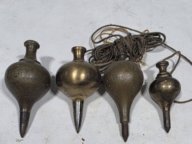 Tools - Plumb Bob - Brass Turnip style plumbobs x 4