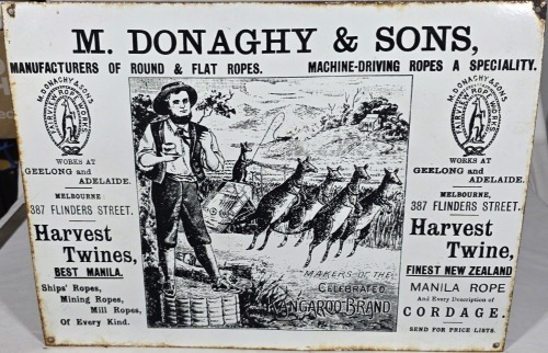 Advertising - Enamel Sign - M. Donaghy & Sons, Geelong and Adelaide