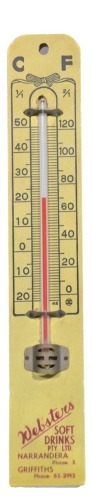 Advertising Thermometer - Webster's Soft Drinks, Narrandera & Griffith