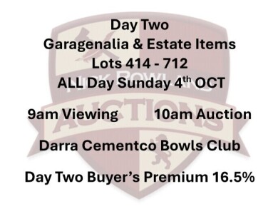 Day Two - 10am Sunday Lots 414 - 712 - 16.5% Buyer Premium