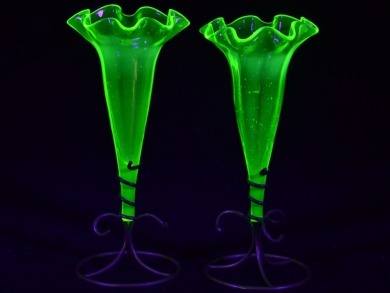 Uranium Glass - Epergne - Pair