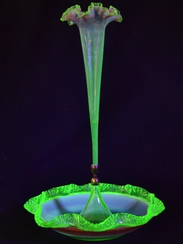 Uranium Glass - Epergne- Single Trumpet