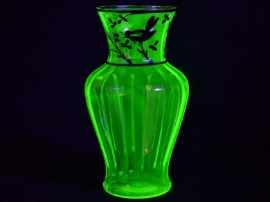 Uranium Glass - Vase - Silver decoration