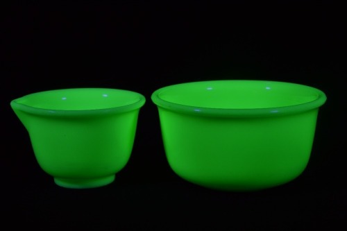 Uranium Glass - Opaline Glass- Mixing bowl X 2