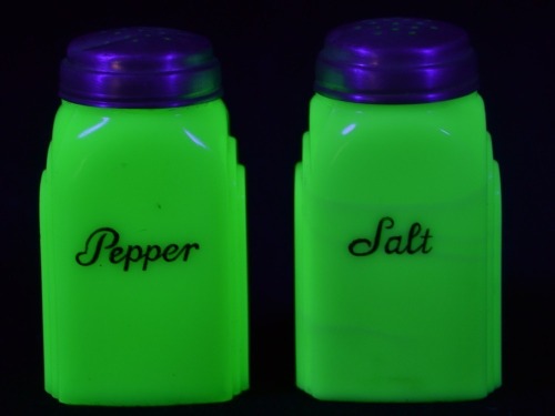 Uranium Glass - Opaline Glass -Salt and Pepper