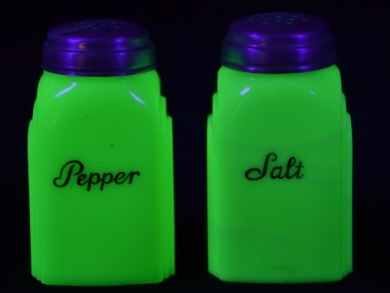 Uranium Glass - Opaline Glass -Salt and Pepper