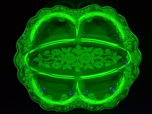 Uranium Glass - Depression Glass - Serving tray