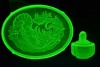 Uranium Glass - Depression Glass - Dressing table set incomplete