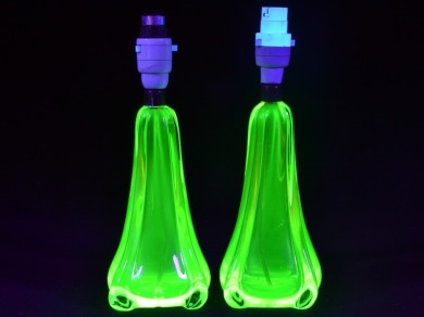 Uranium Glass - Murano Glass - Pair of Lamp Bases