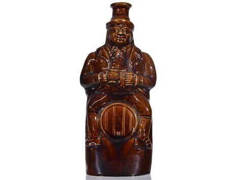 Reform Flask - Man on Barrell - Rockingham Glaze