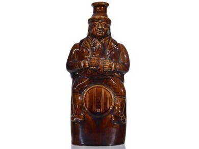 Reform Flask - Man on Barrell - Rockingham Glaze