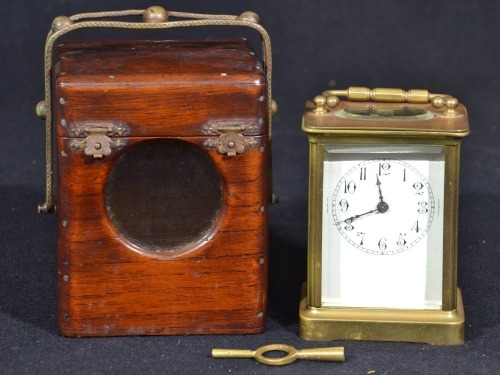 Antique Clock - Carriage clock with case