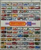 Matchbox 75 Display featuring cars from years 1977 - 1981 with boxes