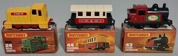 Matchbox Railway 75 series x3 in boxes, No. 24, 43, 44