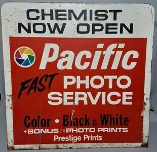 Tin Sign - Pacific Fast Photo Service - Double sided H 60cm x H 60cm