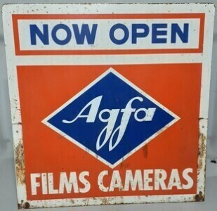 Tin Sign - Agfa Films & Cameras - Double sided H 56cm x H 56cm