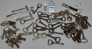 Box lot - bottle openers, toffee hammers and keys