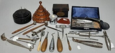 Box lot - Antique dental tools and equipment