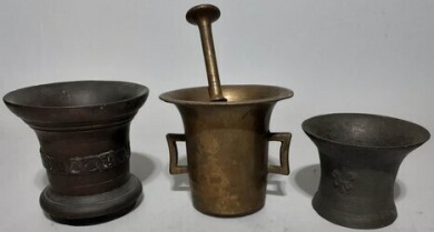 Mortar & Pestle x3 - Antique Brass