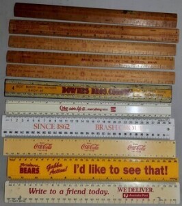 Advertising rulers plastic and wooded x11 includes early metal ruler from Corowa