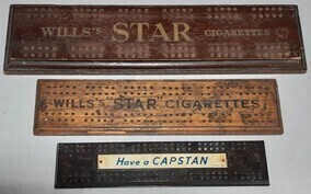 Advertising Cribbage boards x3 - 2x Wills and 1x Capstan