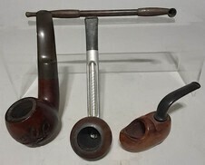 Pipes - Unusual pipes x3 including a brass opium pipe