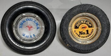 Advertising Ashtrays x2 - Yokohama and Dunlop Figural Tyre