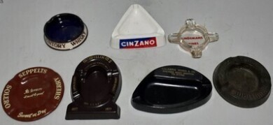 Advertising Ashtrays x7 - Wines & spirits various