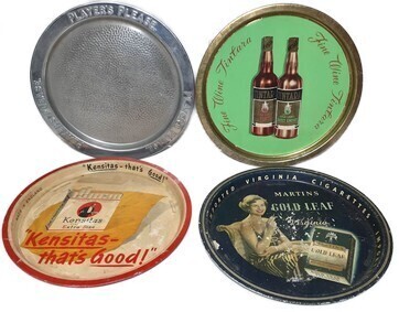 Advertising Trays x4 - Tobacco & Wine