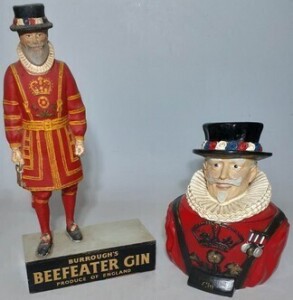 Advertising Figurines x2 - Ruberoid Beefeater Gin Display & Ice bucket