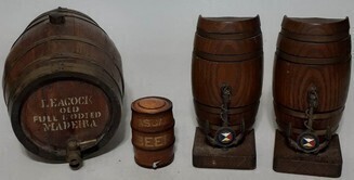 Advertising Barrels - Cascade Beer, J. Peacock Madeira, Shipping S.S. Arcadia Bookends