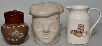 Advertising - Cadbury & Ovaltine advertising Jugs and a Dough Boy Cookie Jar