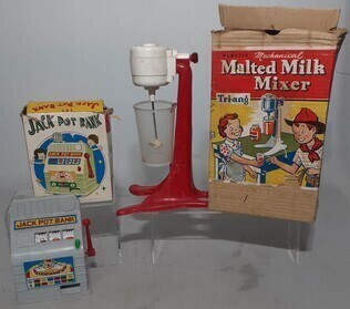 Toys - x2 - Tri-ang - Milkshake Mixer & OKP Japan - Jackpot Bank