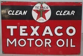 Enamel Sign - Texaco Motor Oil - H 35.5cm x W 53.5cm