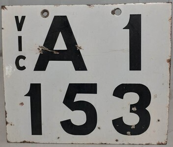 Enamel Licence Plate - VIC A1 153