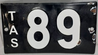 Enamel & Embossed Licence Plate - TAS 89