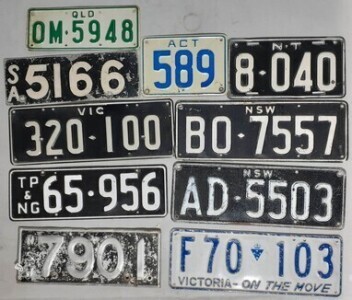 Licence Plate x10 - Assorted States and Territories