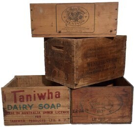 Assorted Crates x4 - Taniwha Dairy Soap, Winchester Ammunition, Rindless Cheddar Cheese , The Robson Vineyard