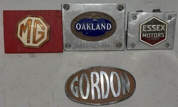 Group Lot - Plaques - Enamel Car Badges, MG, Oakland, Essex, Gordon