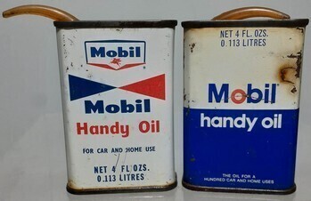 Tin x2 - Mobil Handy Oil - Both 4 FL. OZ.