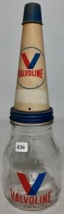 Oil Bottle - 1 Pint Valvoline Bottle with Valvoline Tin Top