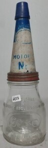 Oil Bottle - 1 Pint, Esso Bottle with Esso Tin Top