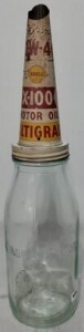 Oil Bottle - 1 Quart, Shell Bottle with Shell X100 Tin Top