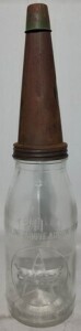 Oil Bottle - 1 Quart, Caltex Bottle with Blank Tin Top